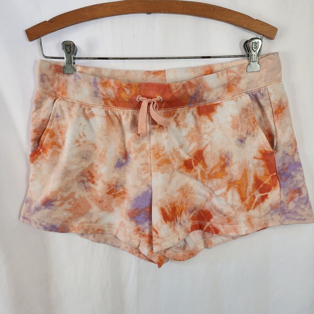 OLD NAVY White Orange Tye Dye Stretch Casual Shorts Pockets 2.5" Inseam Size S